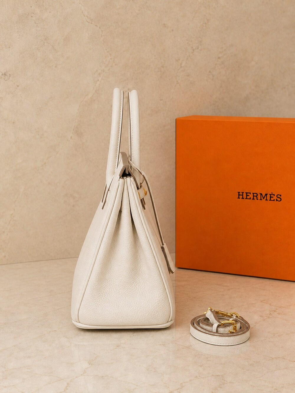 Hermes Nata Togo Leather Birkin Top Handle Bag with Gold Hardware - Picture 2 of 9